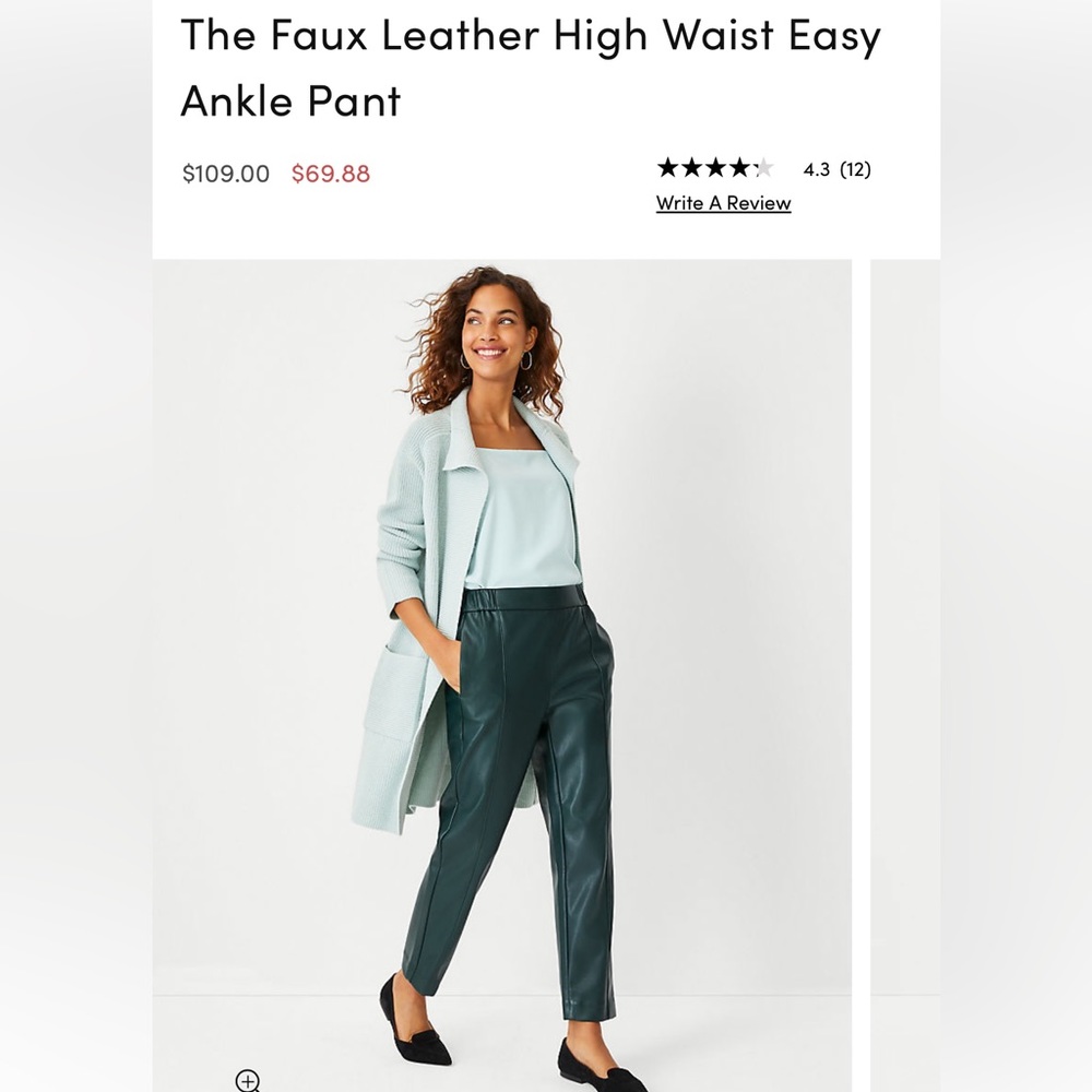 Ann Taylor - Green Faux Leather Pants, Size M